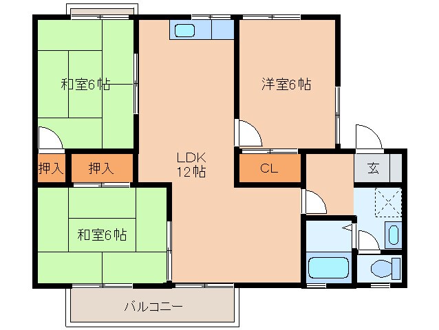 グリーンヒル白水 Ｂの物件間取画像