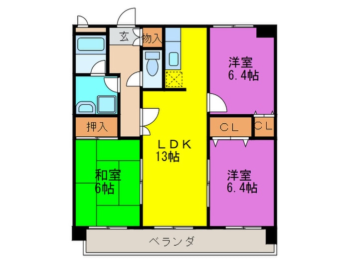 マンハイム板付の物件間取画像