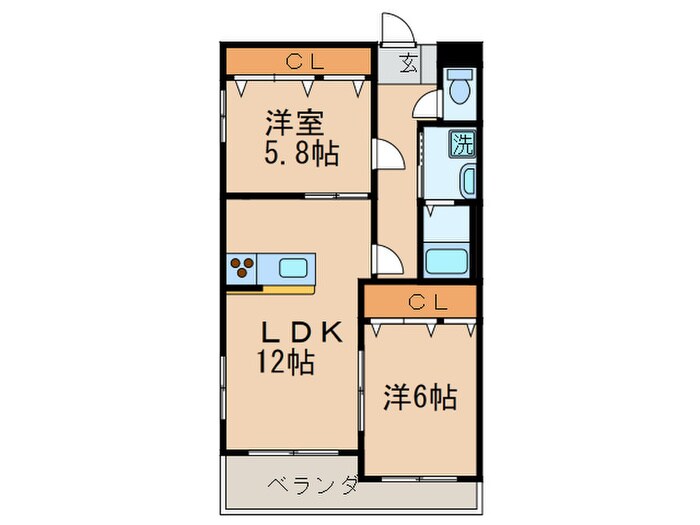 アンレ－ヴひびきのの物件間取画像