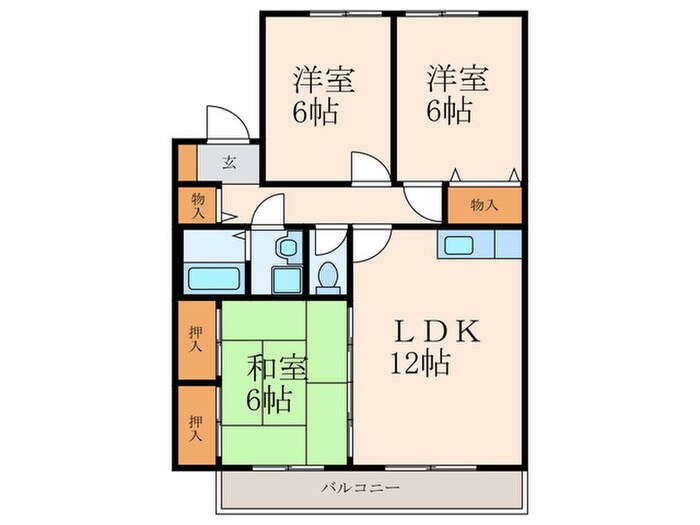 ニューセジュール緑ヶ丘Dの物件間取画像