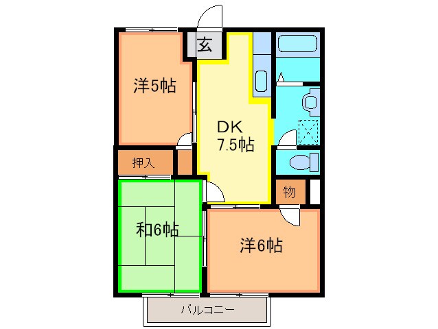 メゾン大樹Ｂの物件間取画像