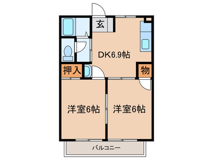 スカイハイツ木屋瀬の物件間取画像