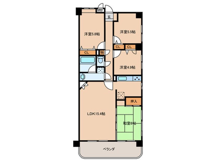 コアマンション藤崎（603）の物件間取画像