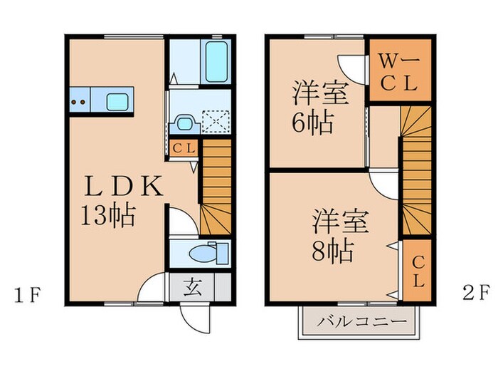 メゾネット築城ⅡＣ棟の物件間取画像