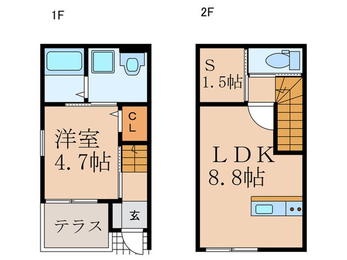 春と川音のﾌｨｵｰﾚ～gobridge～の物件間取画像