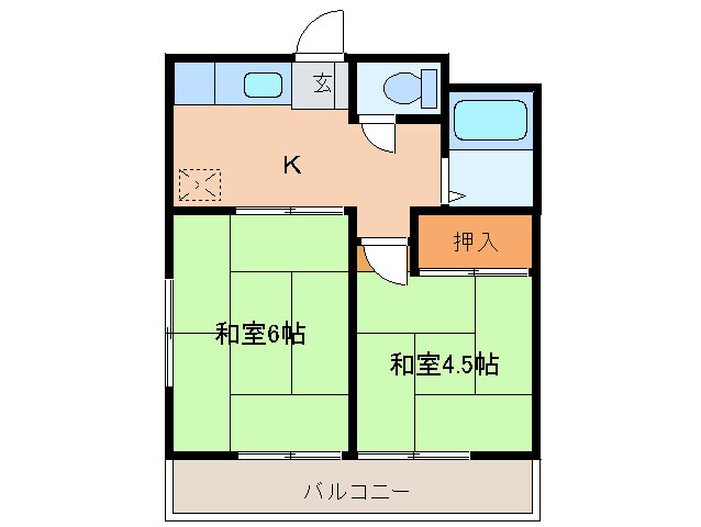 みどりヶ丘ハイツＡの物件間取画像
