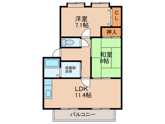 フォブ－ル牟田山Ｂの物件間取画像