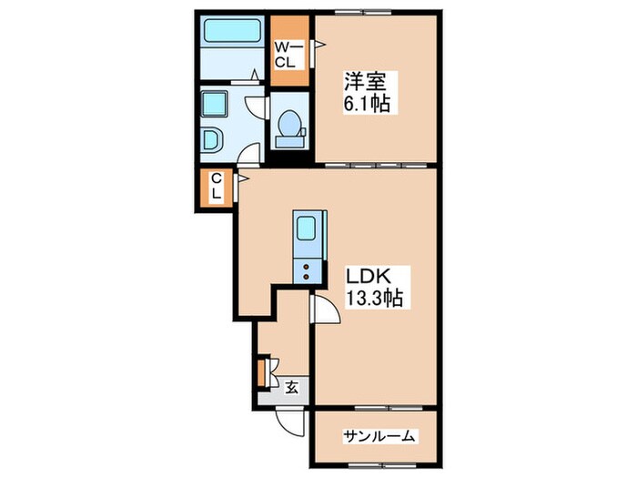 エクセラン依井　Bの物件間取画像