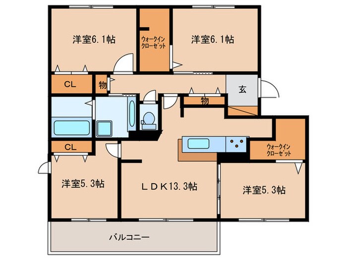 リヴェール七隈Ｂ棟の物件間取画像