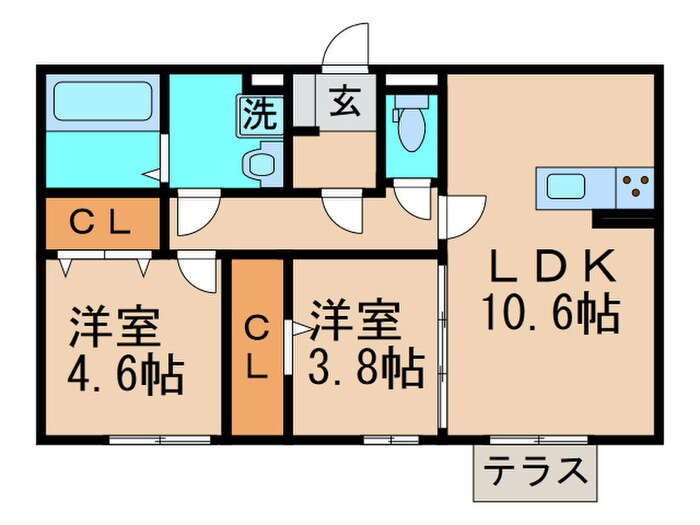 イオメール折尾B棟の物件間取画像