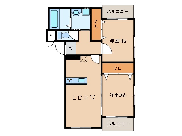 ベル　ビラジオ　大里柳町の物件間取画像