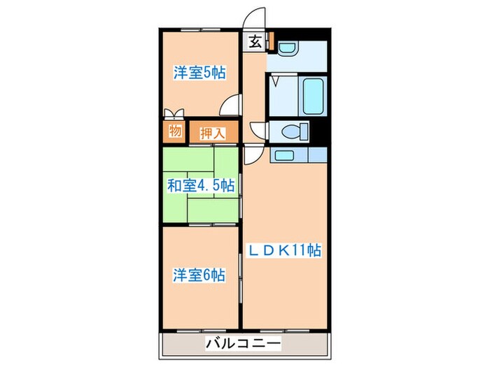 ｻﾝﾌｼﾞﾜﾋﾞﾙの物件間取画像