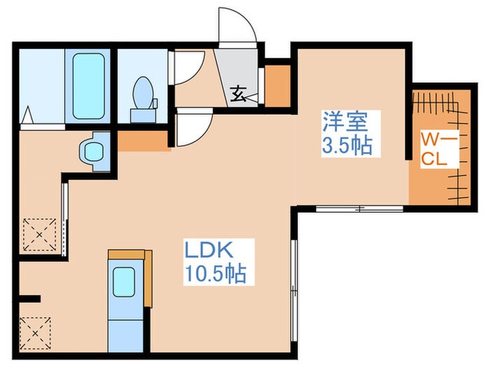 エアフォルク学園前の物件間取画像