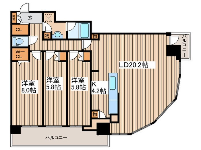 ONE札幌ｽﾃｰｼｮﾝﾀﾜｰ（1806）の物件間取画像