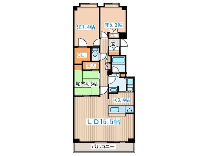 ﾊﾟｰｸﾊｳｽ北４条知事公館前(603)の物件間取画像