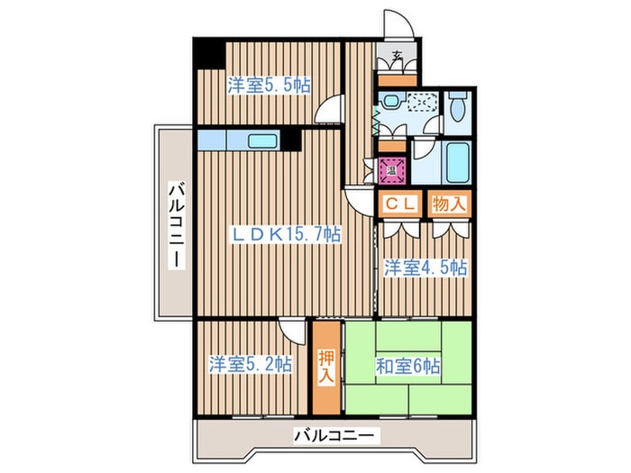 朝日プラザ偕楽園（602）の物件間取画像