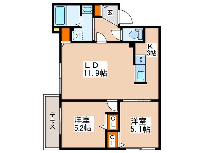 ブランシャール桑園の物件間取画像