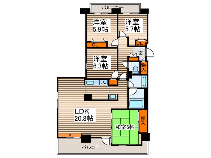エスセーナ北10条ルネス（906）の物件間取画像
