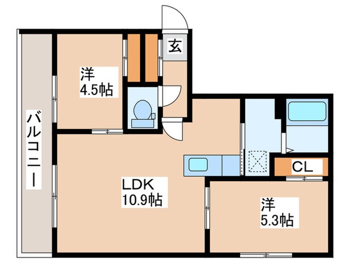RESIDENCE SHINMEI MIYANONORIの物件間取画像