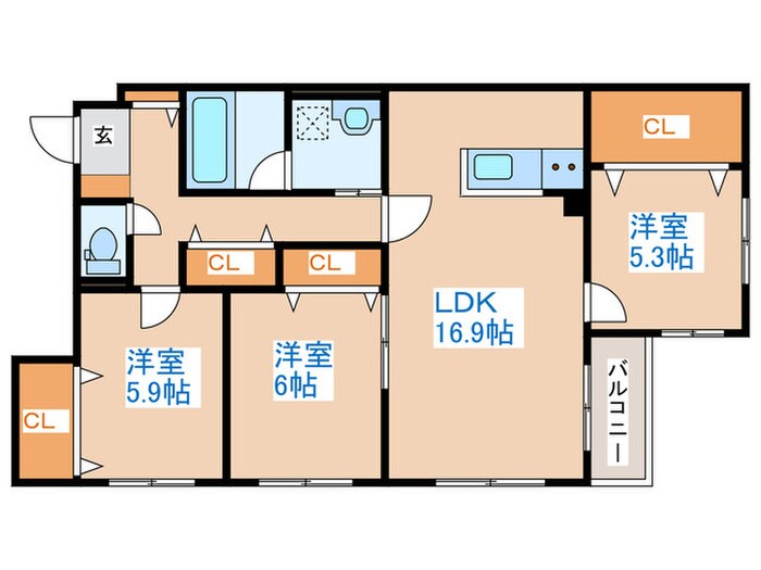 ZABO HILLS MINAMI6JOの物件間取画像