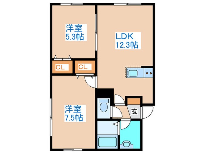 パインハート菊水Ⅱの物件間取画像