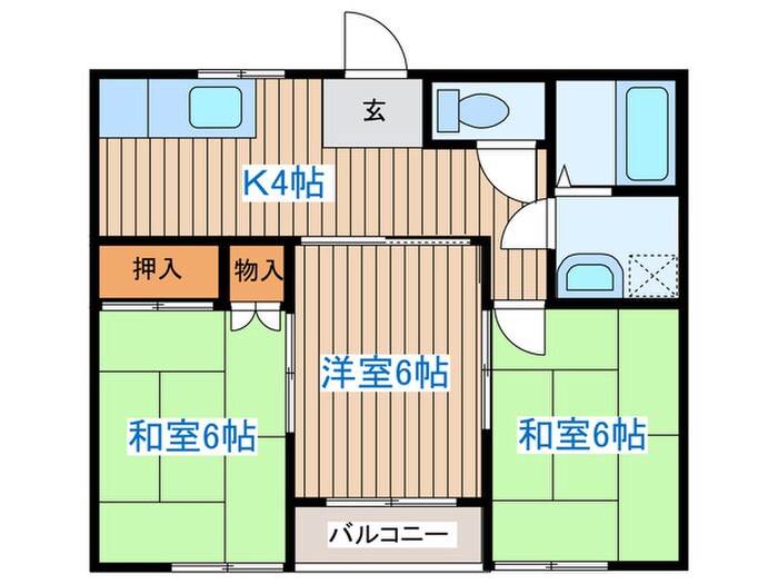 栗生コーポB棟の物件間取画像