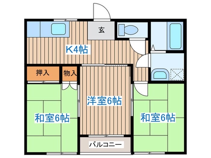 栗生コーポB棟の物件間取画像