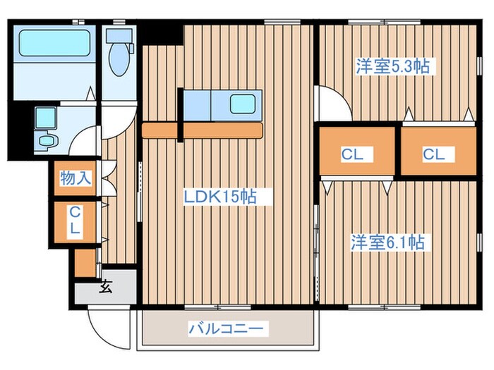 ウェルフェア沖野Ⅱ番館の物件間取画像