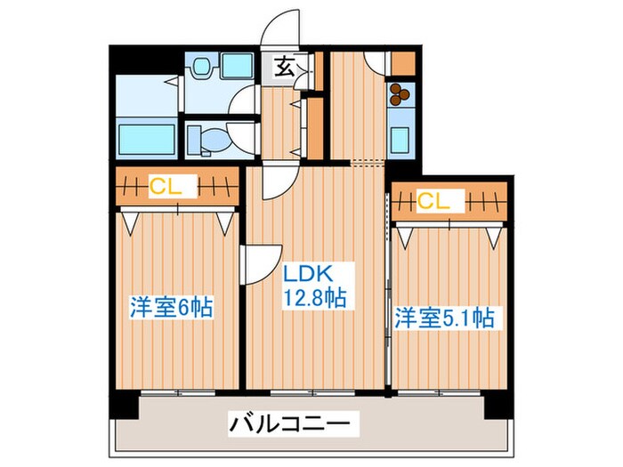 ｸﾞﾗﾝｼﾞｭ-ﾙﾏﾝｼｮﾝ高砂駅前の物件間取画像