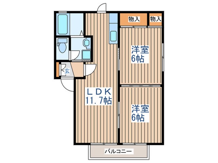 サンフラワー愛子Ｂの物件間取画像