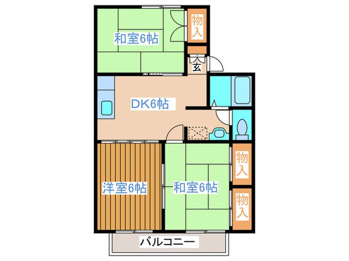 ﾄｩｲﾝｸﾙｺ-ﾄ若林Ⅶ番館の物件間取画像