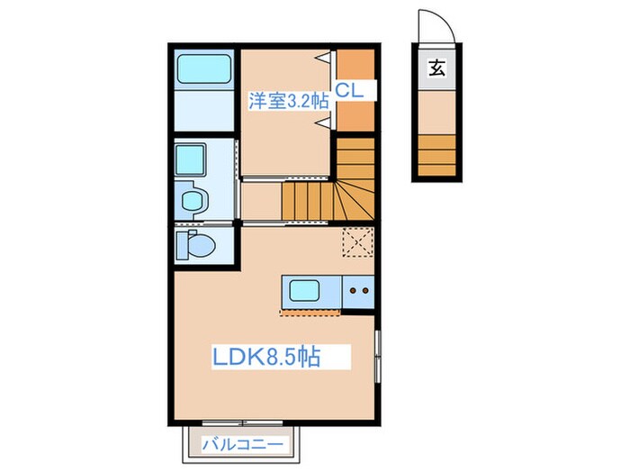 アンセル長町Aの物件間取画像