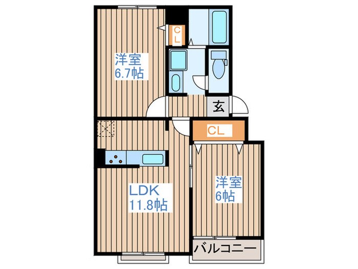 アフィニティ壱番館Bの物件間取画像