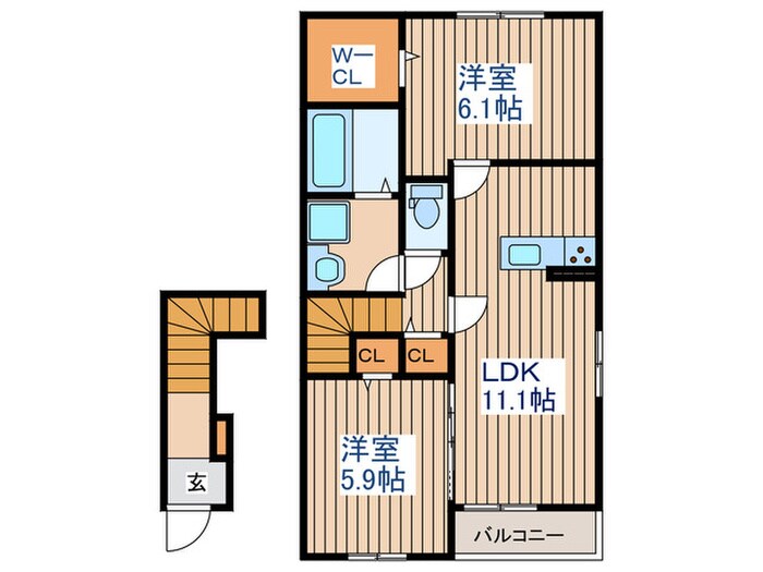 グリーンヒルズKⅢの物件間取画像