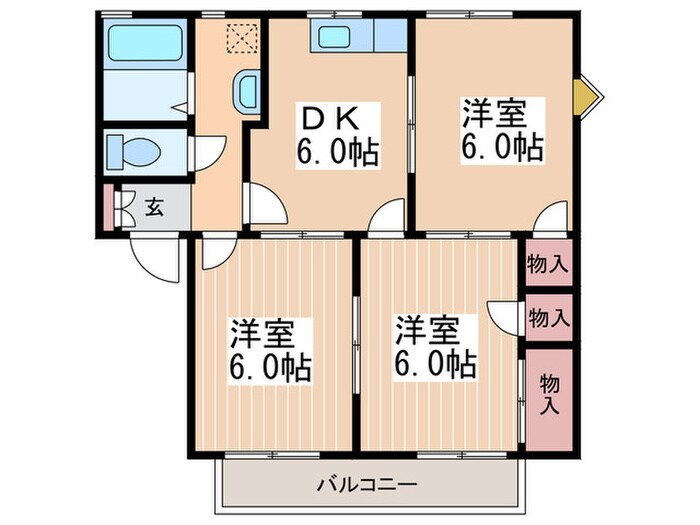 フレグランス蟹原Ａ棟の物件間取画像