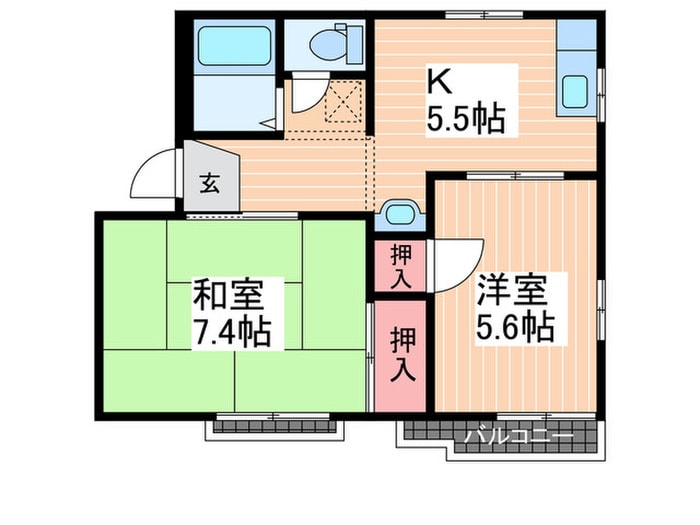 タウニー平良Ａ・Ｂ棟の物件間取画像