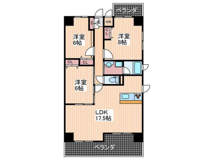 ロイヤルヒルズ白島の物件間取画像