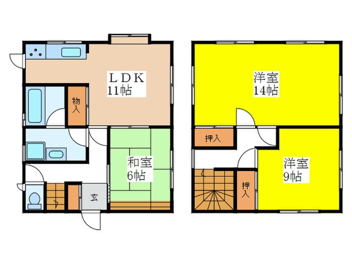 広野貸家の物件間取画像