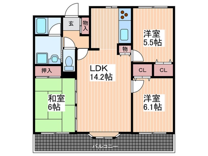 ソレアード南観音　804の物件間取画像