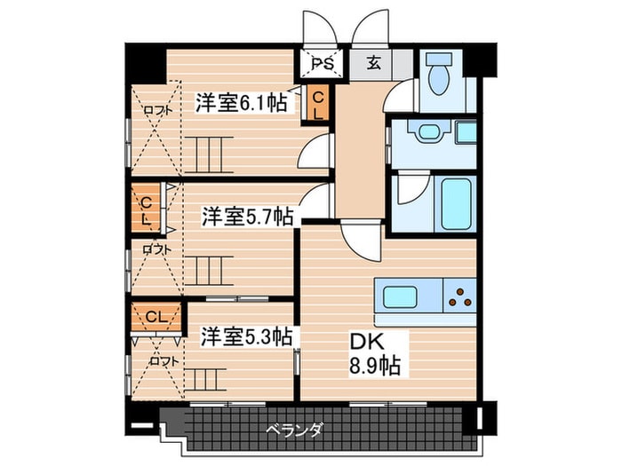 ｸﾞﾗﾝﾄﾞﾎﾟﾚｽﾄｰﾈ大手町弐番館の物件間取画像