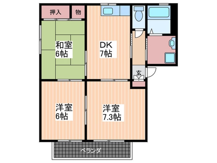 シャ－メゾン相田Ｂ棟の物件間取画像