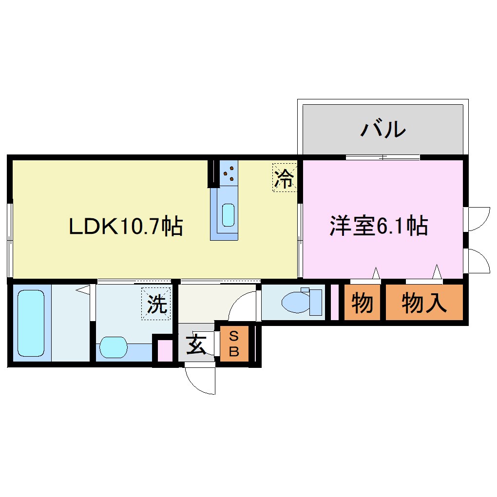 GRAMM六地蔵A棟の物件間取画像