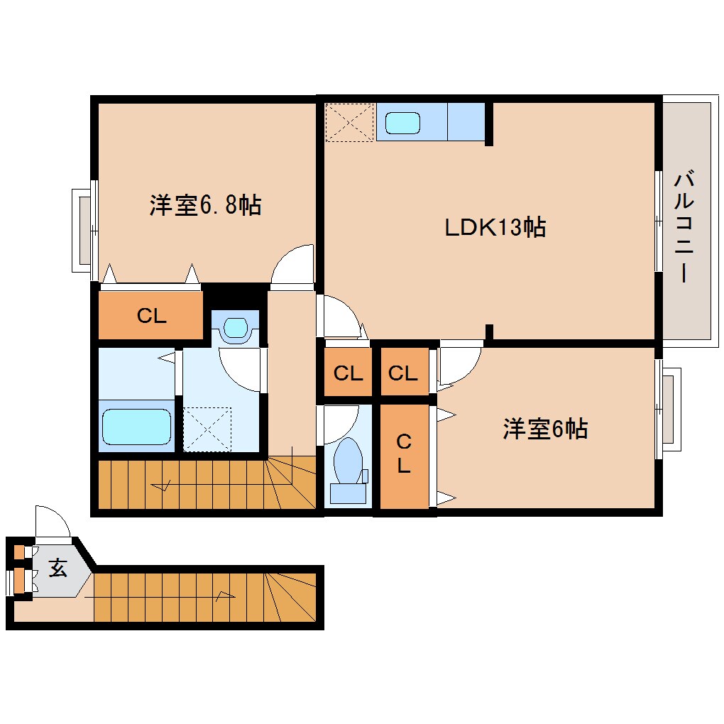 畠田駅 徒歩3分 2階の物件間取画像