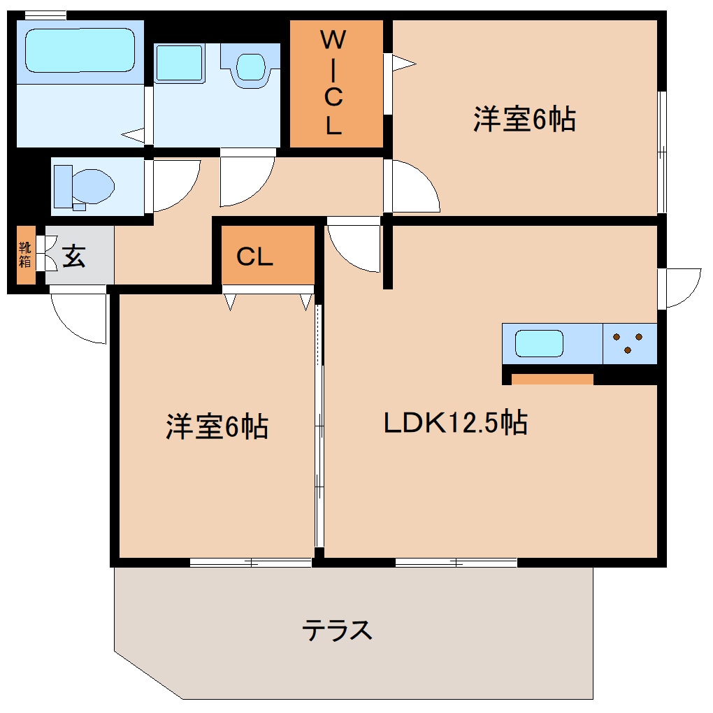 王寺駅 徒歩21分 1階の物件間取画像