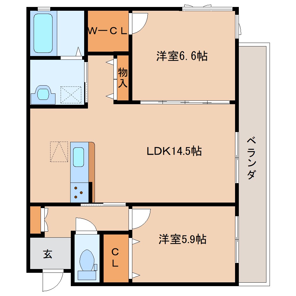 王寺駅 徒歩6分 1階の物件間取画像