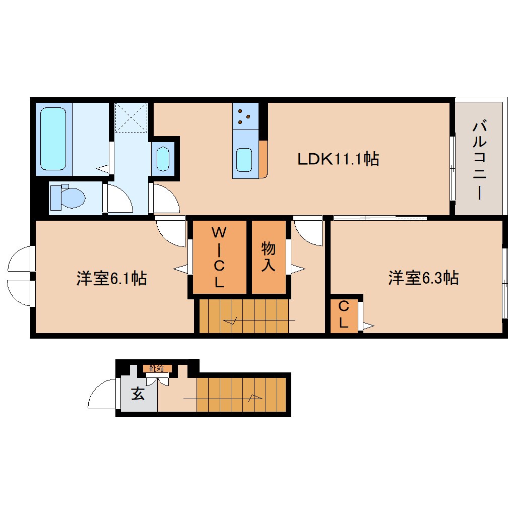 志都美駅 徒歩15分 2階の物件間取画像