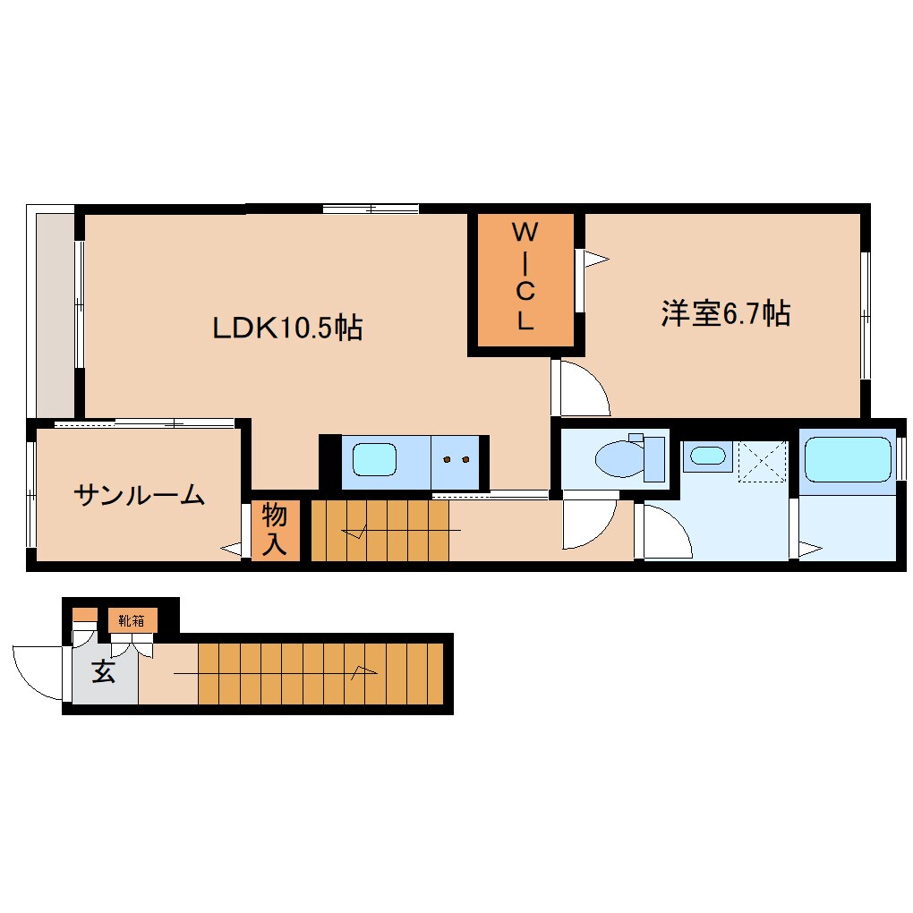 畠田駅 徒歩6分 2階の物件間取画像