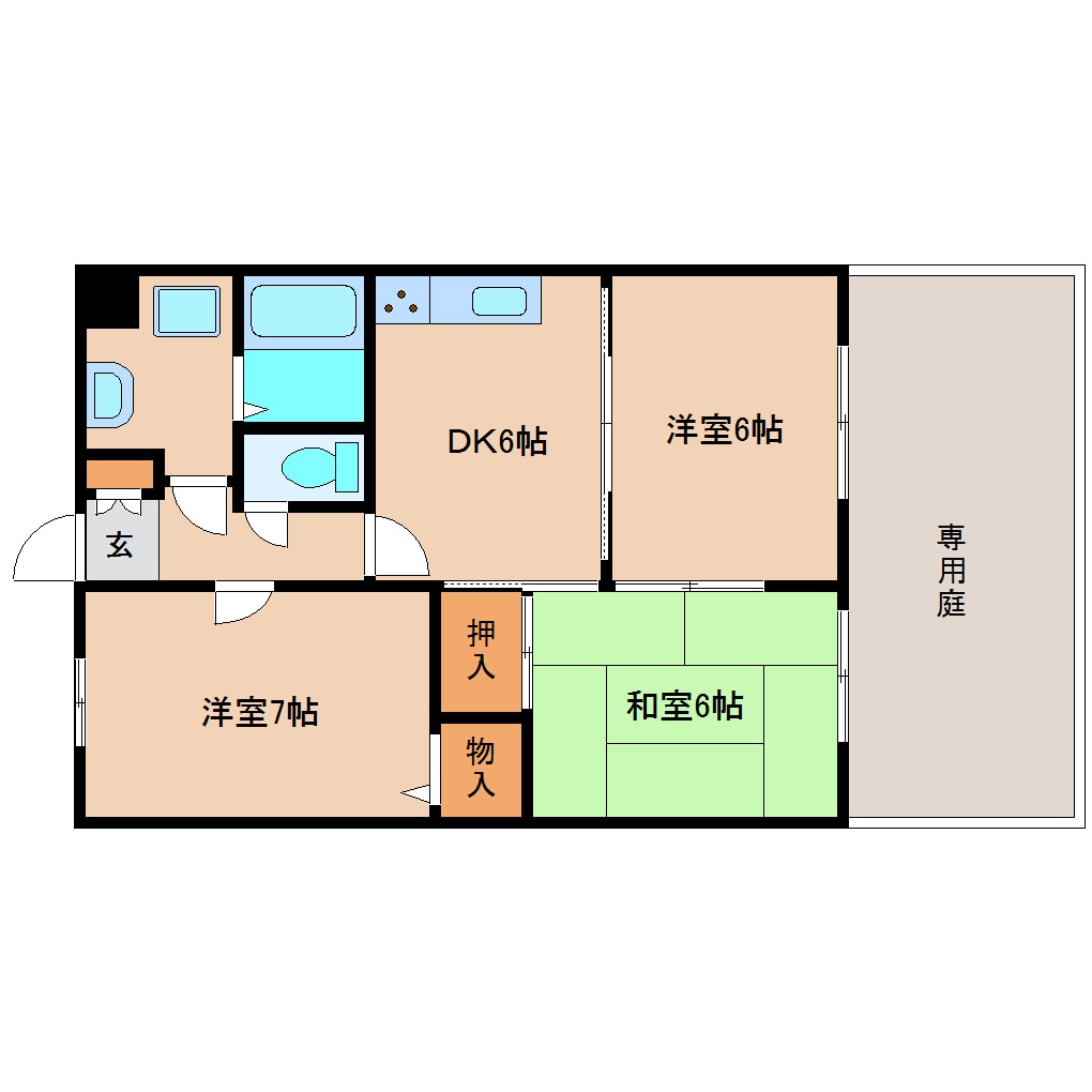 富雄駅 徒歩17分 1階の物件間取画像