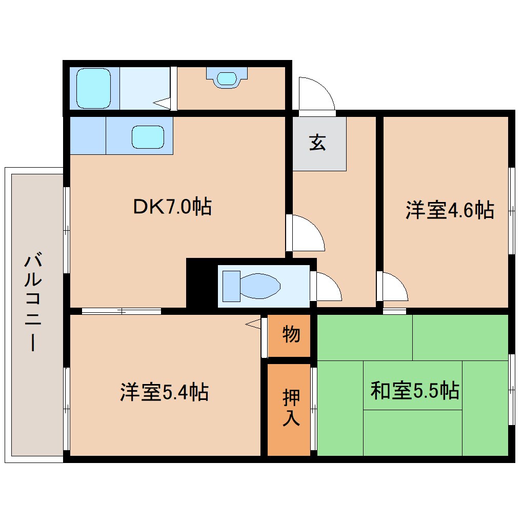 学園前駅 バス12分  西登美ヶ丘五丁目下車：停歩4分 2階の物件間取画像