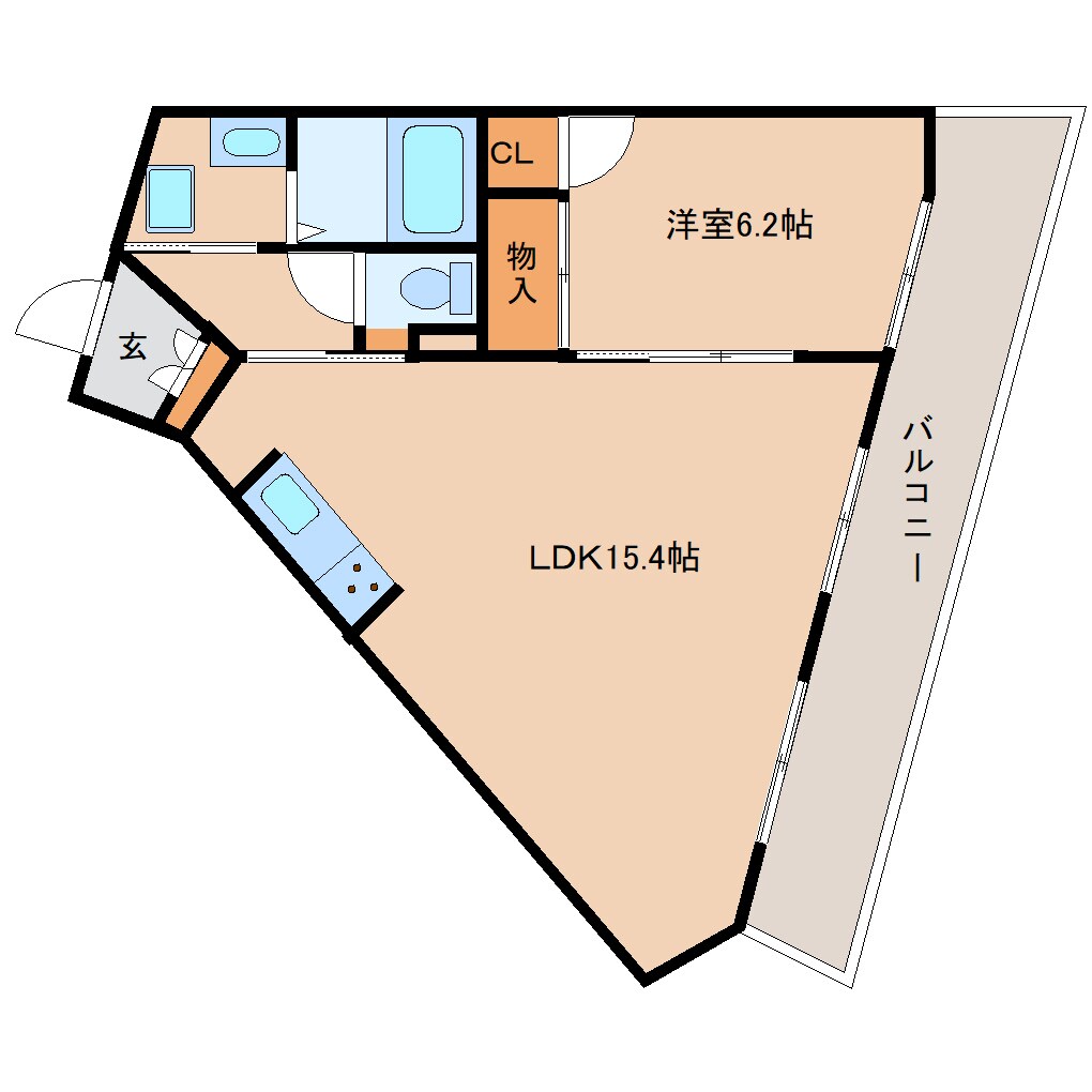 富雄駅 徒歩1分 5階の物件間取画像